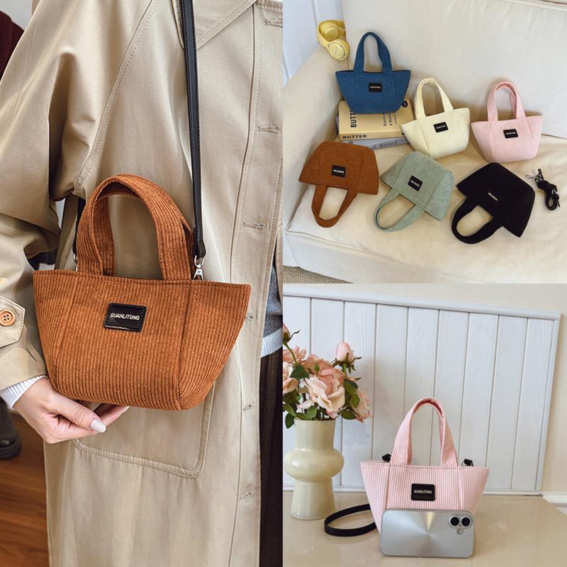 Small Canvas Bucket Purse For Women With Internal Pouch And Single Strap For Casual Wear