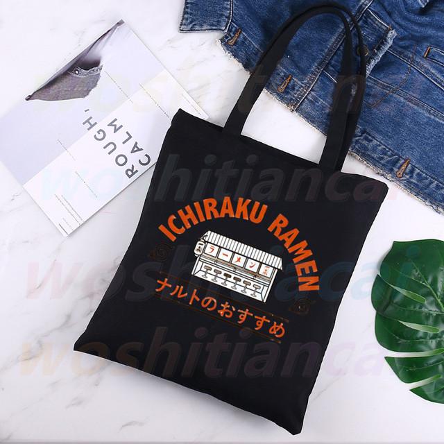 Anime Peripheral Japan's Anime Ramen Righteous Ardour Shopping Bag Women Canvas Tote Bags Eco Bag Shopper Shoulder Bags Black