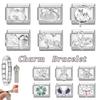 Shiny Y2K Zircon Butterfly Leaf Moon Cat Flower Fish Italian Charm Links Fit 9mm Stainless Steel Bracelet Women DIY Making Gifts