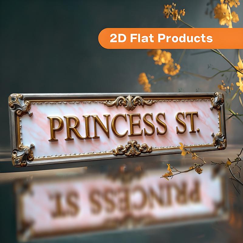 2D Flat, 2D Flat Vintage Metal Aluminum Sign "PRINSS ST" Elegant Wall Art Hanging Plaque, Size (10X40Cm/3.9X15.7In) - Perfectly Suitable for Home Deco