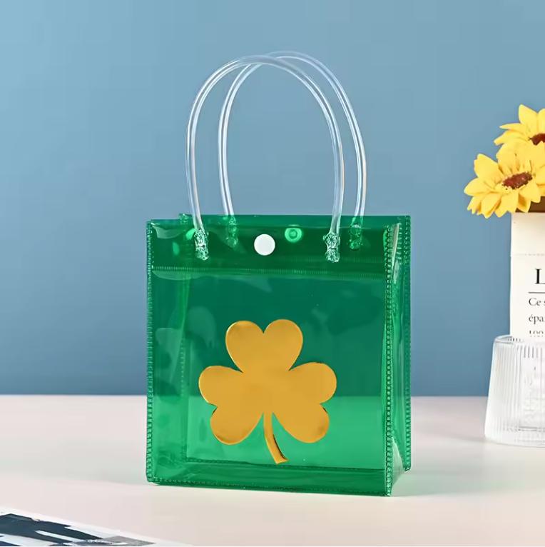 Cute Packaging Bag With Handles Christmas Gift Tote Bag Transparent Pvc Tote Bag Party Favors Bag Candy Apple Packaging Bags