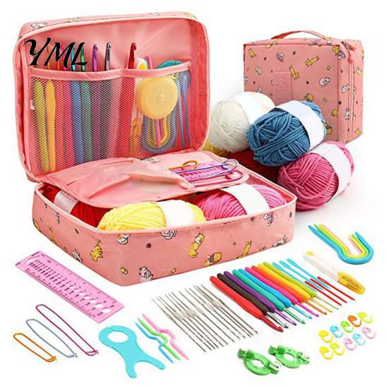 Easy to Use Crochet Tools for Kids 59Pcs/Set Kit, Ergonomic Hooks Yarn Accessories Set Portable Craft Storage Case with Bag, Complete Tool Kit