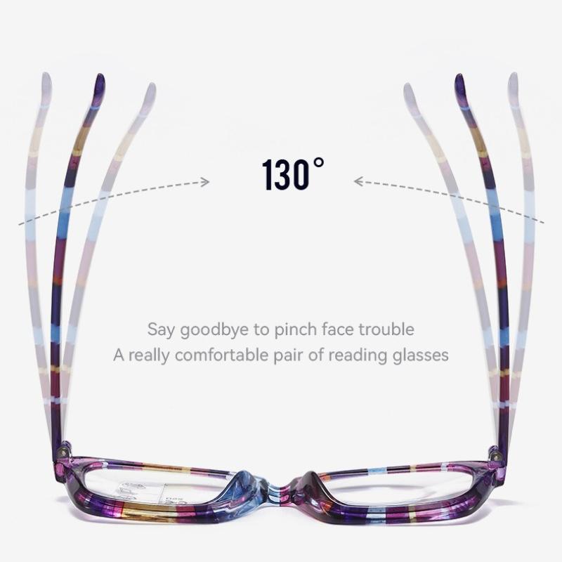 Unisex Fashionable Multifocal Presbyopia Glasses Fashionable Striped Frame Blue Light Blocking Glasses for Farsightedness +4.0