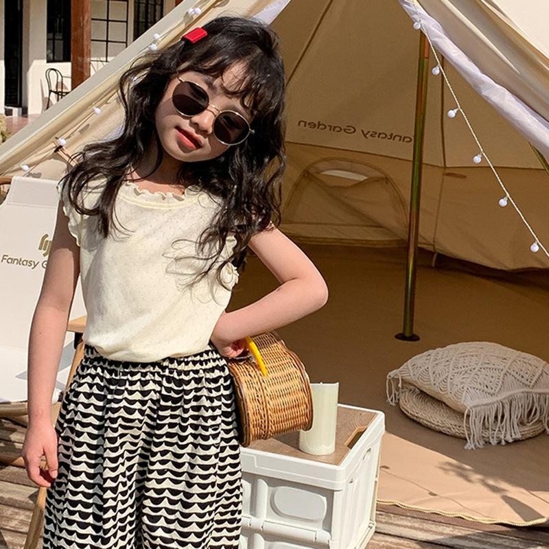 Dziewczynek Casual Fresh Cool Podkoszulek Dziecięcy Bez Rękawów Jednolity Kolor Topy Słodka Mała Najniższa Koszula