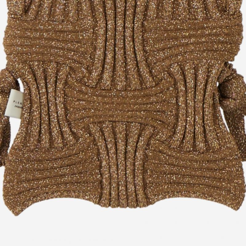 Pleatsmama Mini Crossbow Bag Glitter Camel