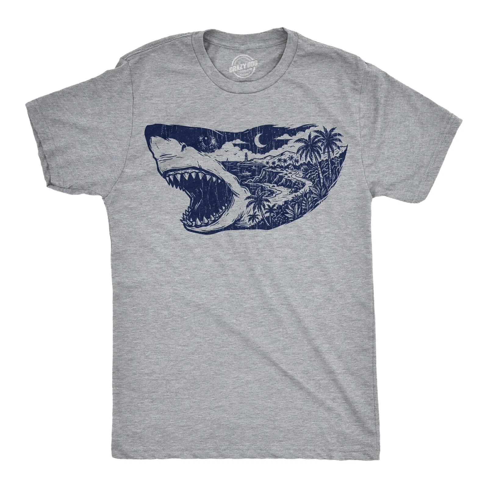 Mens Funny T Shirts Nature Shark Cool Vacation Tee For Men S
