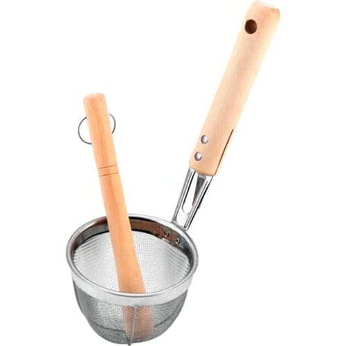 Minex Metal Miso Strainer, Small, Stainless Steel, Made in Japan, Tsubame-Sanjo, Wooden Handle, Soup, Miso, Wooden Handle, 042059