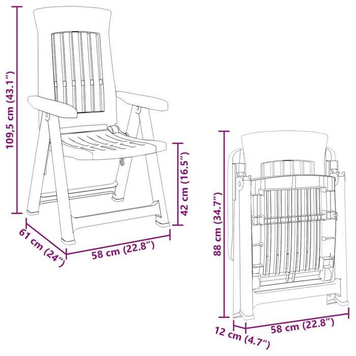 VidaXL Chaises inclinables de jardin 2 pcs blanc PP 364710