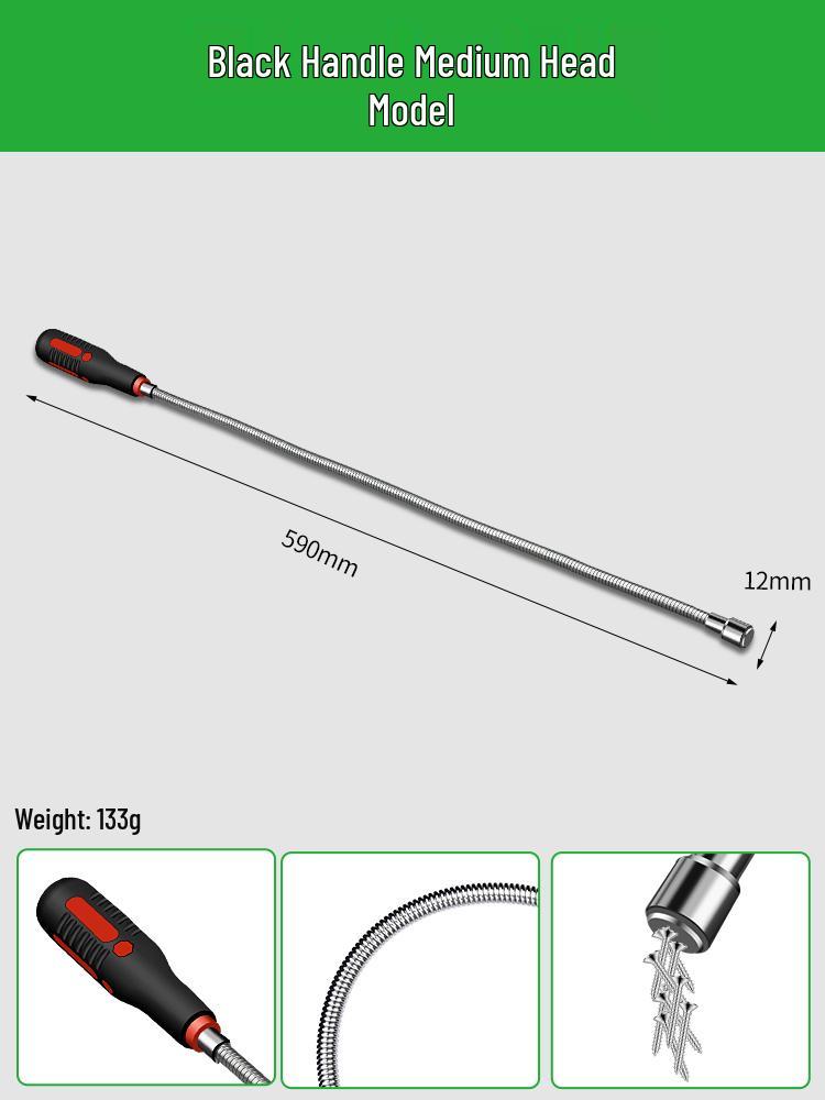 Baolian Magnetic Pickup Tool with Light - Auto Repair & Household Bendable Metal Stick