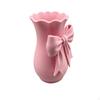 Flower Vase with Bow Matte Textured ThreedimensionalPrinted Style for Bedroom Decor,