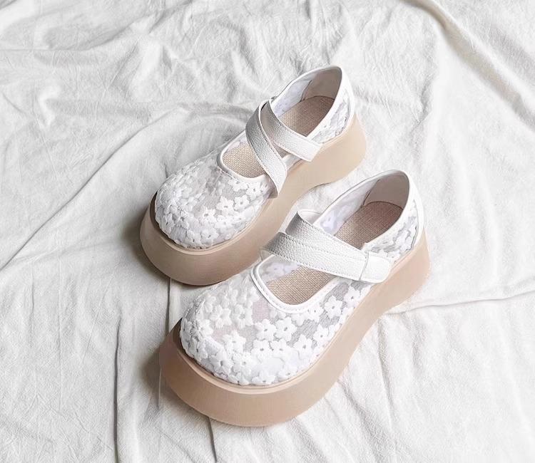 

Босоножки Мэри Джейн женские 2025 лето новые дышащие круглый носок платформа маффин одинарная обувь японская сумка голова женская обувь тренд 35 белый