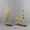 Metal Handicraft Artificial Animal Sculpture Hollow Out A Golden Horse Metal Decorative Figurines Home Decoration Accessories