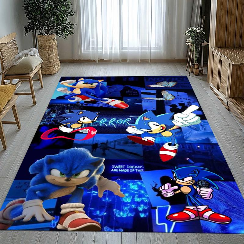 Retro S-Sonic Cartoon Games Living Room Non-Slip Area Rug Soft Carpet for Bedroom Kids Playroom Sofa,Home Decor Doormat Gift