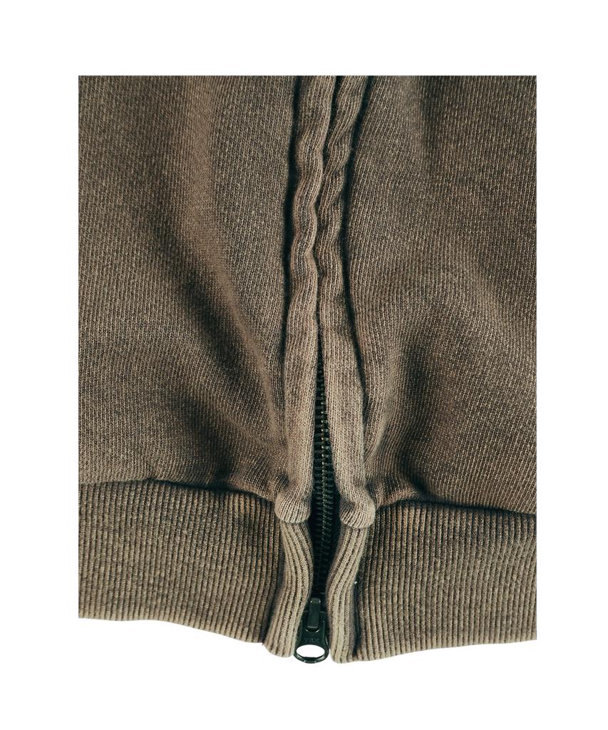Ertr Chest Pocket Hoodie Zip Up Brown
