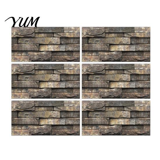 Home Interior Wall Makeover 6Pcs Vintage Faux Stone Self?Adhesive Tiles, Waterproof Oil?Proof Backsplash Kitchen Tiles Sticker, Peel & Stick