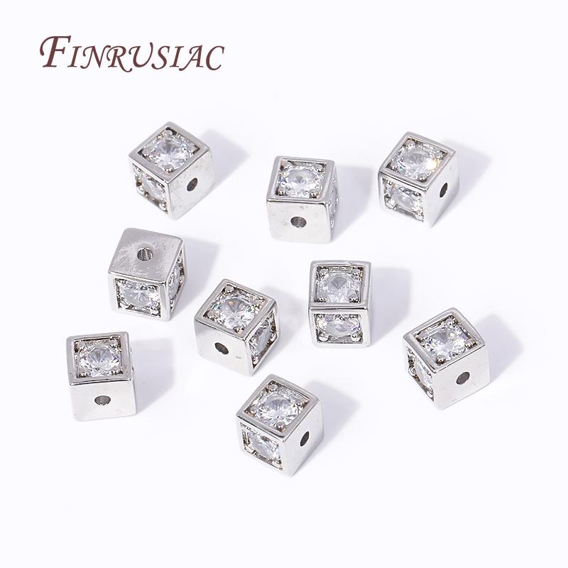 Luxury 18K Gold Plated Inlay Zircon Square Spacer Separator Beads High Quality Jewelry Making DIY Bracelets Necklace Accessories