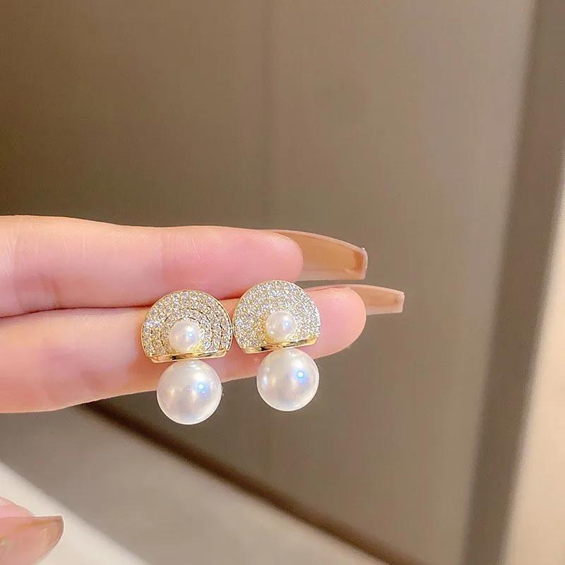 

LATS Новые Французские Элегантные Золотистого Цвета Серьги с Плоским Цирконом, Соединенные в Форме Бобы, для Корейской Моды, Вечерние Женские Милые Аксессуары