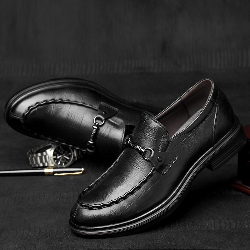 Fashion High Quality Brand Men's Genuine Leather Shoes Office Business Dress Shoes Men's Casual Shoes Thick Soles Elevated Shoes