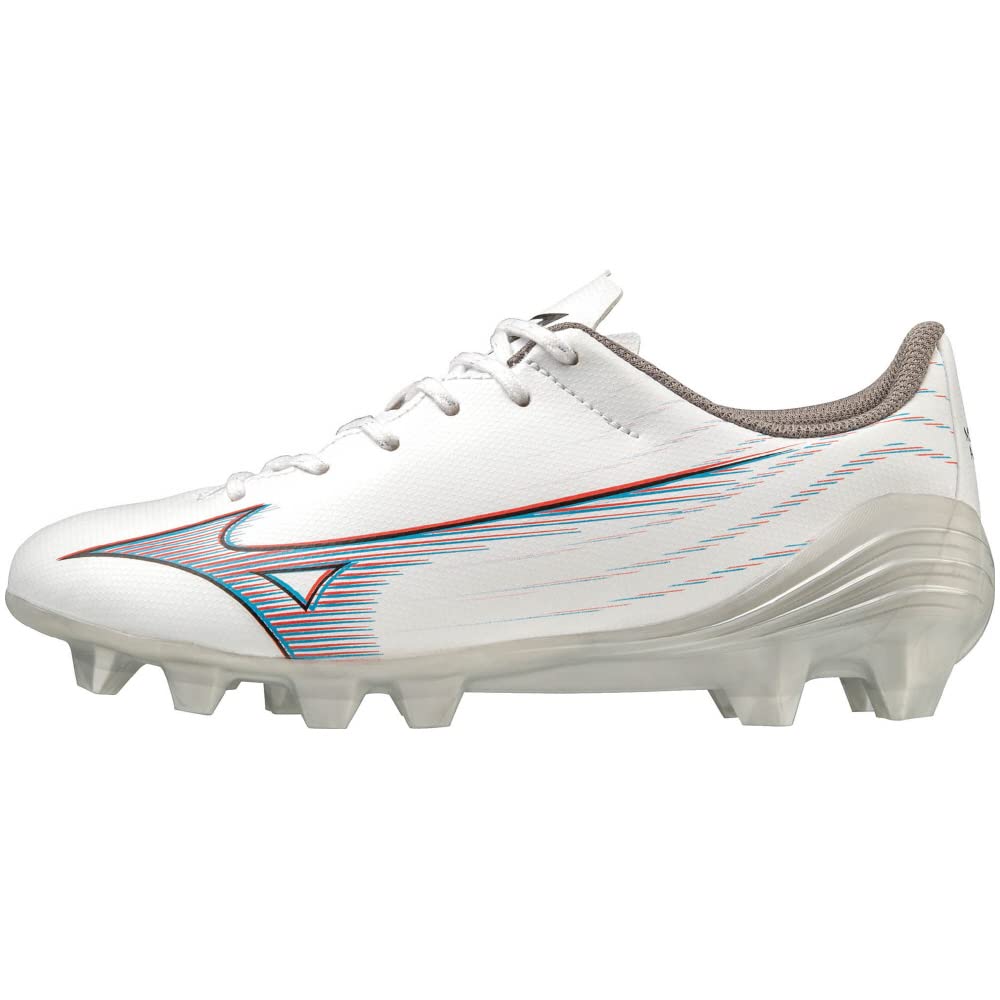 

Mizuno Alpha SELECT Soccer White x Ignition Red x 2E Jr. Cleats, Lightweight, Men s, Blue, 21.0 cm,