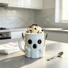 Creative Birthday Surprise Gift Halloween Ghost Ice Cream Pint Holder, Dual Spoon Slot And Theme Drinkware Handle Design Durable PLA Leak-Proof