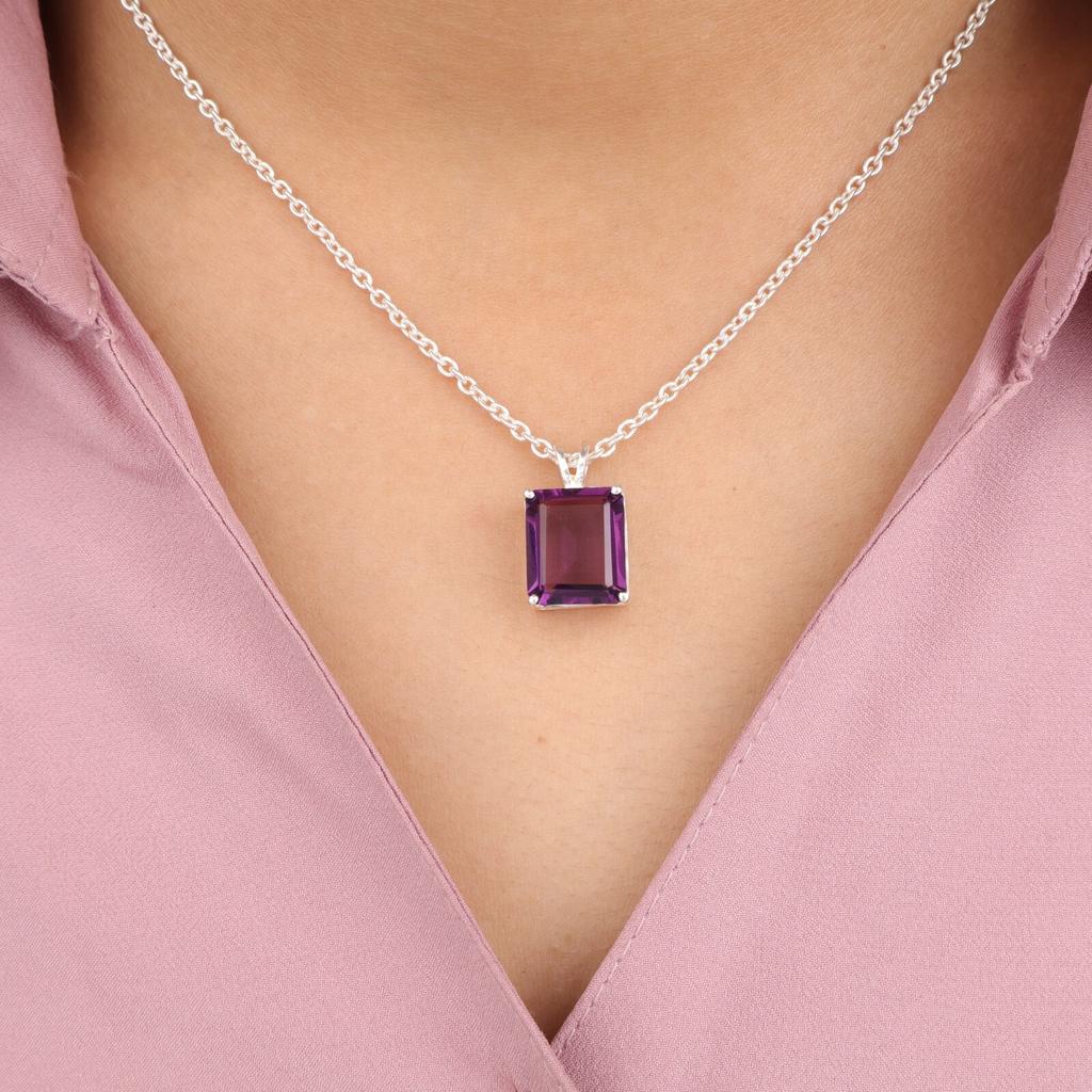 Natürlicher Amethyst Edelstein 925 Sterlingsilber Schmuck Damen Anhänger 0,69" Geschenk PP-58-1