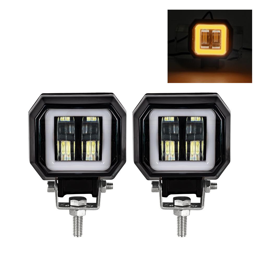 3inch LED Spot Fog Light Car Boat Motorcycle LED Work Light LED Off Raod Lights 12V 24V 6500K 20W with Angel Eyes Lights