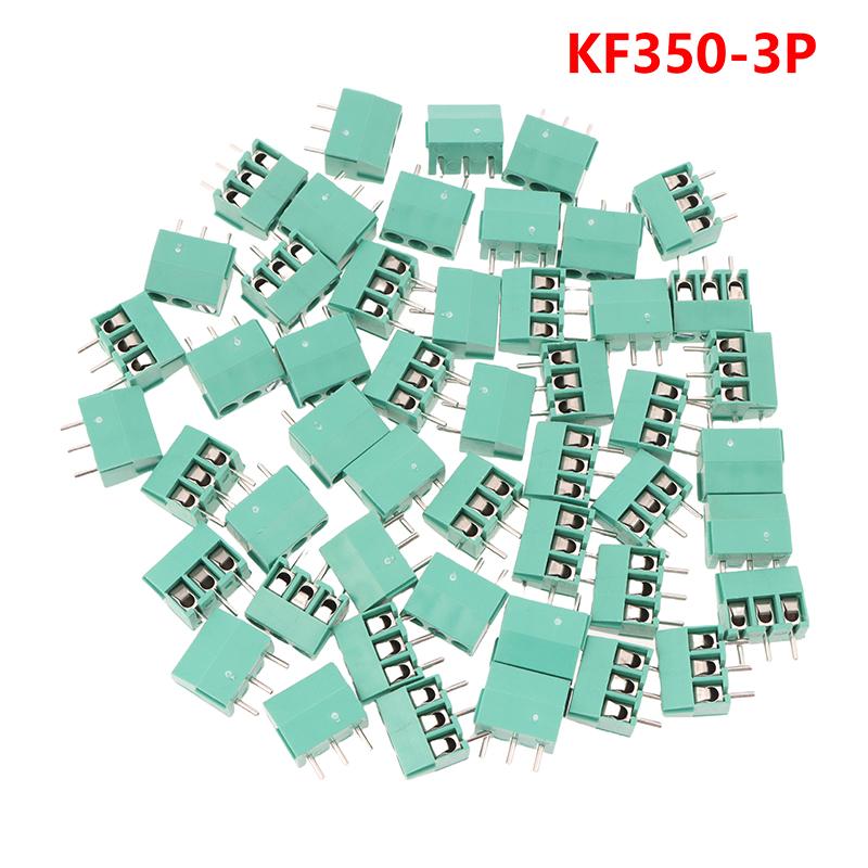 New 50pcs Kf350-2p 3p 3.5mm 300v 10A Pitch 2 3 Pin Spliceable Plug-in PCB Screw Terminal Block Connector FOR 24-18 AWG CABLE