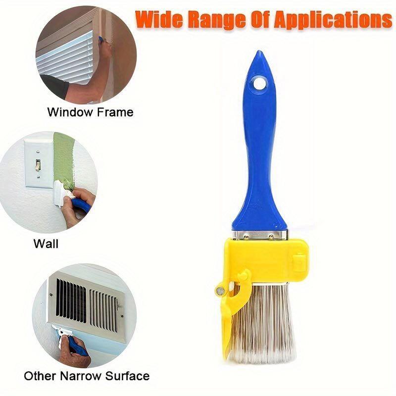 1pc Multi-Purpose Edge Painting Brush - No Battery, Manual Plastic Tool with Wooden Handle for Walls, Ceilings & Narrow Surfaces