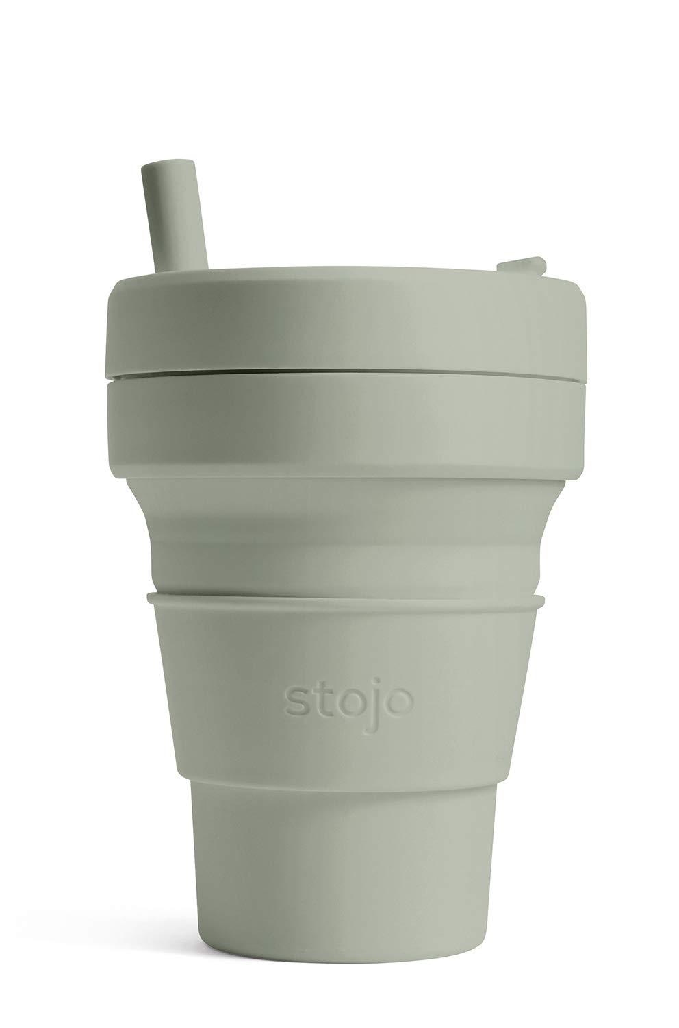 

stojo Складной стакан BIGGIE 470 мл Sage с крышкой и трубочкой