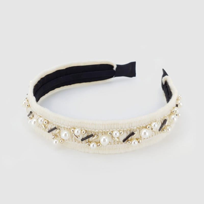 LALA Pearl Ethnic Hairband - Ivory
