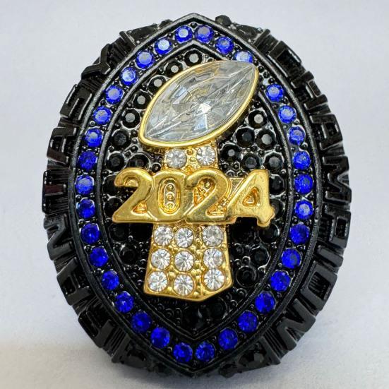 2024 Fantasy Football Championship Ring Championship Trophy Ring Award Medal with Wooden Box for Football League Champion