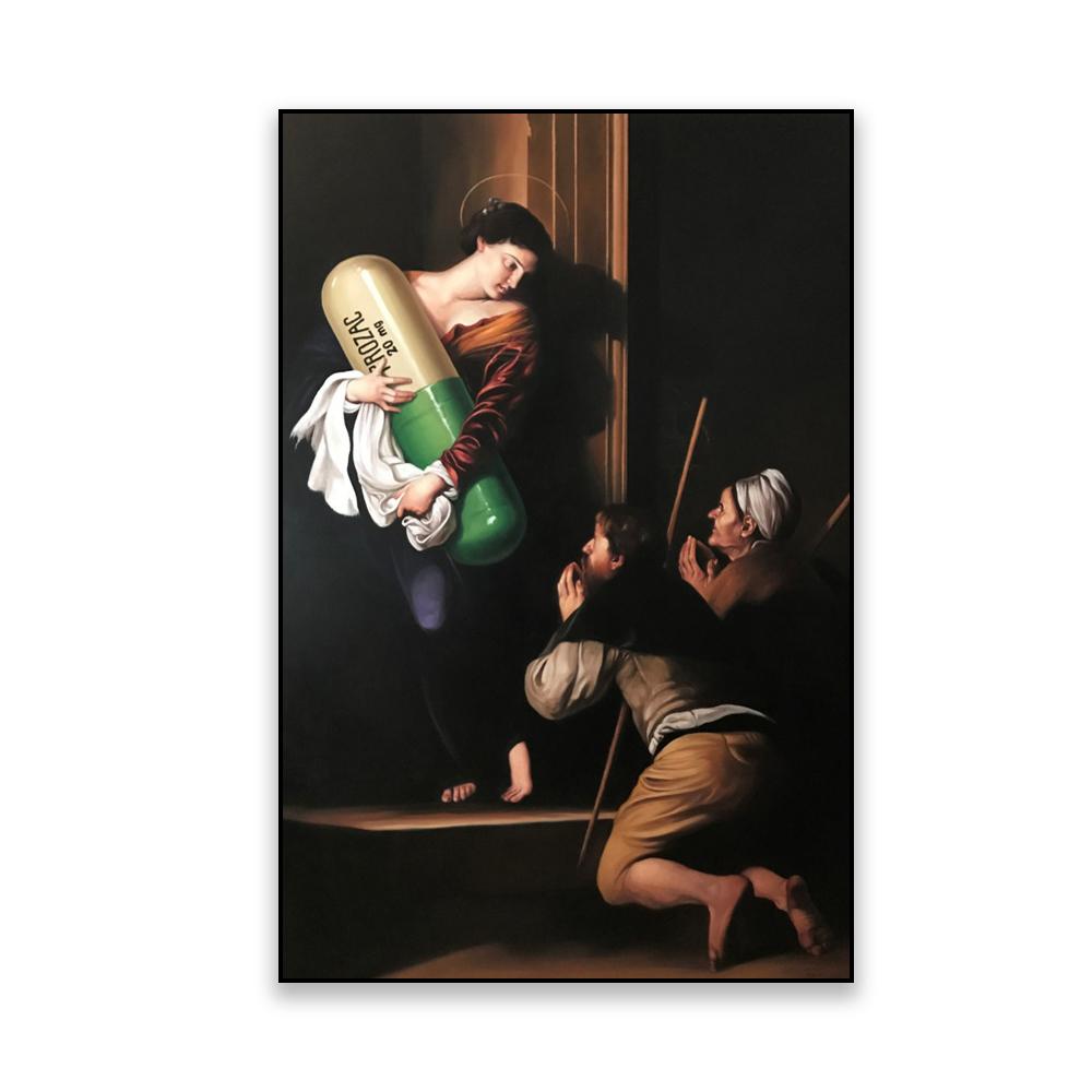 Vintage Funny Altered Art Poster Famous Portrait Prints Medieval Ltalian Oil Painting Canvas Painting Wall Art Living Room Decor