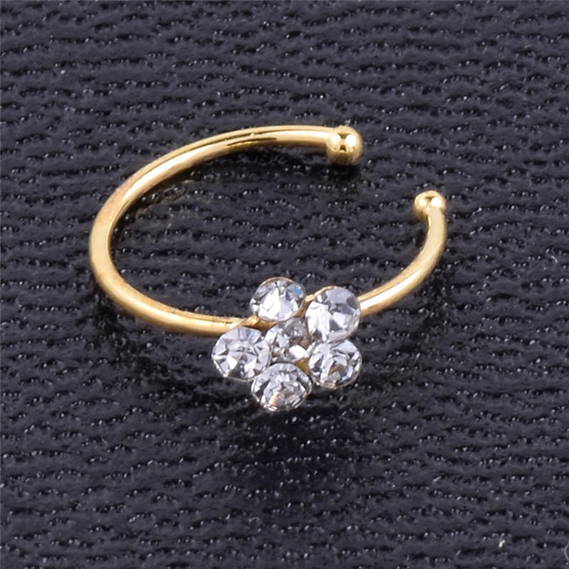 1Pc Small Thin Clear  Flower Nose Ring Charm Nose Ring Jewelry