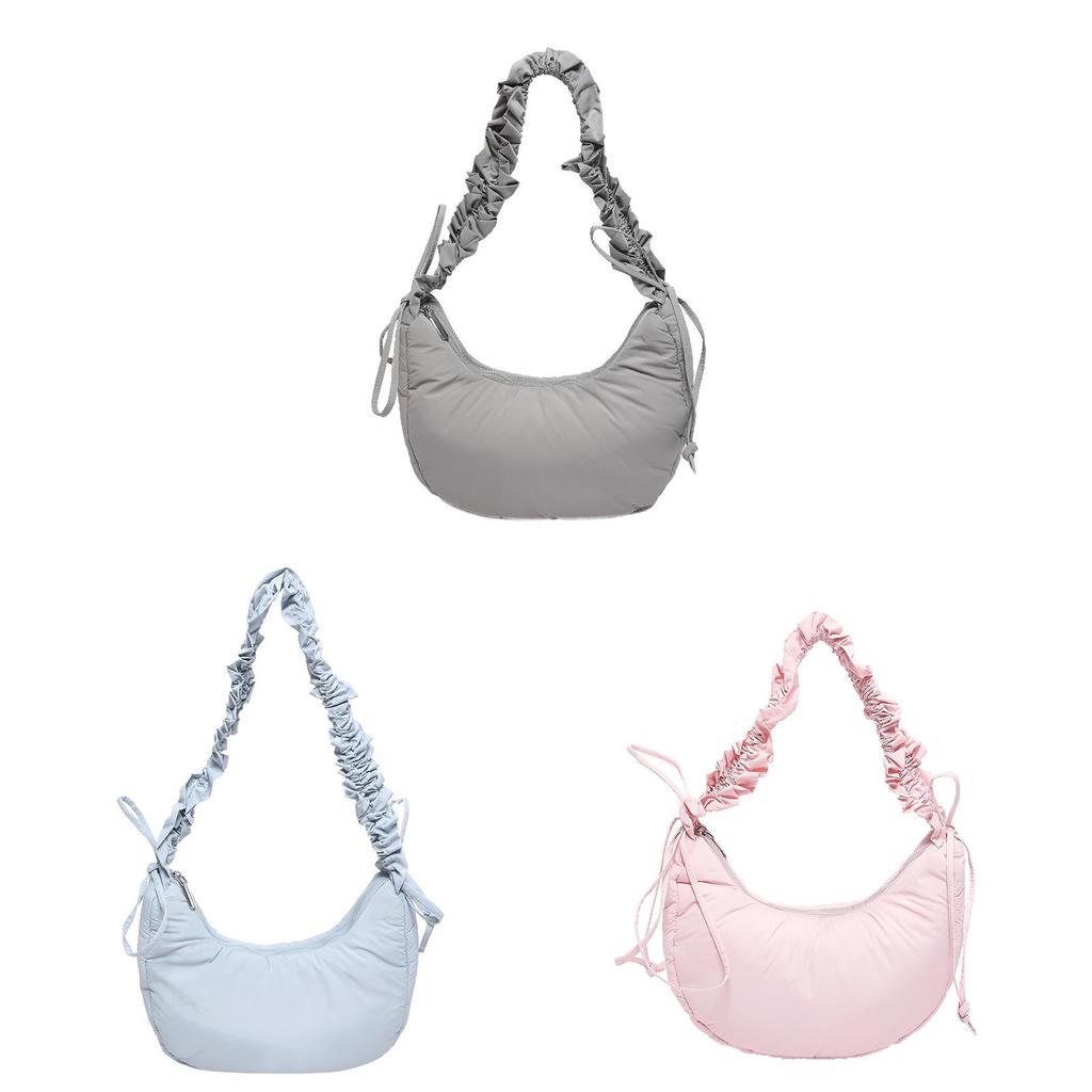 Borsa a Spalla in Nylon 'Cloud' con Design Pieghettato per Uso Quotidiano