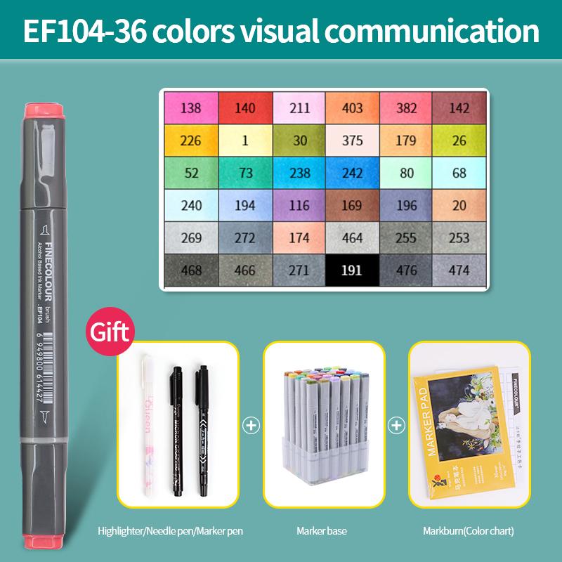 EF104 Double-Head Alcohol Marker Pens Sketch Design Marker Brush Pen Beginner Manga Graphic Drawing Art Supplies