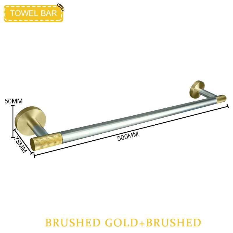 Brushed Gold & Brushed Bathroom Accessories Set Wall Mounted Clothes Hook Toilet Paper Holder Towel Bar Hardware Pendant