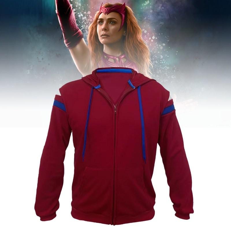 Felpa con zip Wanda Vision-Strega Scarlatta per Costume Cosplay Festa