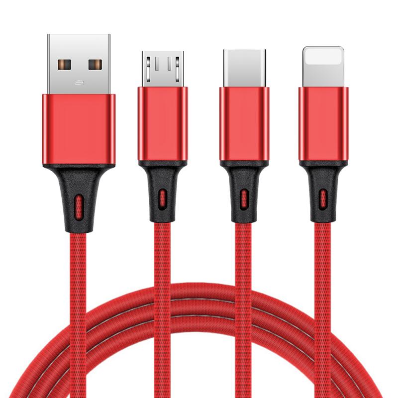 

QUEED 3 в 1 быстрый кабель для мобильного телефона, быстрое зарядное устройство, кабель Micro USB, тип C, Android-кабель для зарядки для IPhone 3, круг для зарядки красный