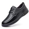 Leisure Men's Shoes Spring New Trendy Minimalist Work Shoes with Lace Up Middle-aged Dad Formal Casual Business Leather Shoes