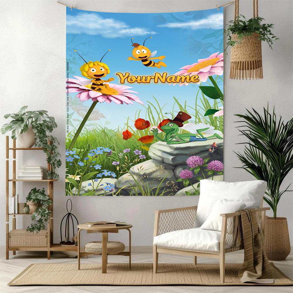 Biene Maja Custom Your Name Wall Decor Tapestry Art For Pet Memorial Birthdaywedding Party Backdrop Family Gift