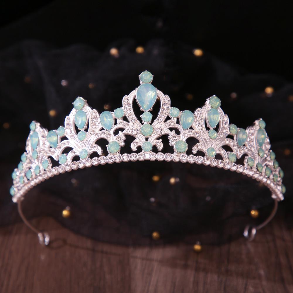 DIEZI 9 Colors Luxury Princess Girls Opal Crystal Bridal Wedding Tiara Crown Bride Queen Headbands Hair Jewelry Accessories