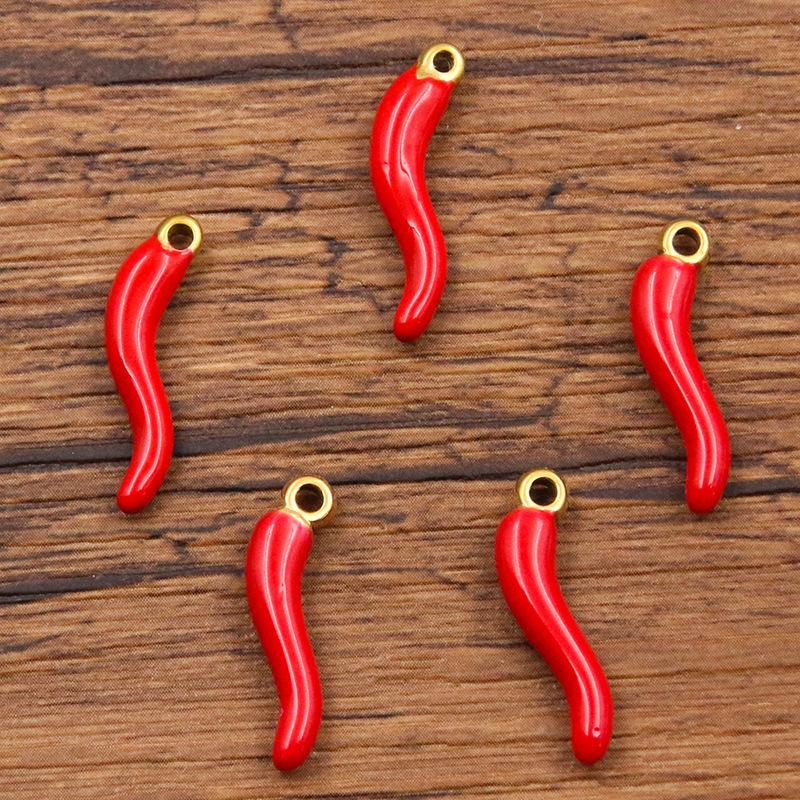 Stainless Steel Multi-Color Red Chili Pendant Charm in Two Sizes