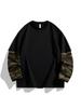 Tvådelad kamouflerad långärmad unisex-t-shirt med lös passform - Vår/Höst Rundhalsad Casual Topp