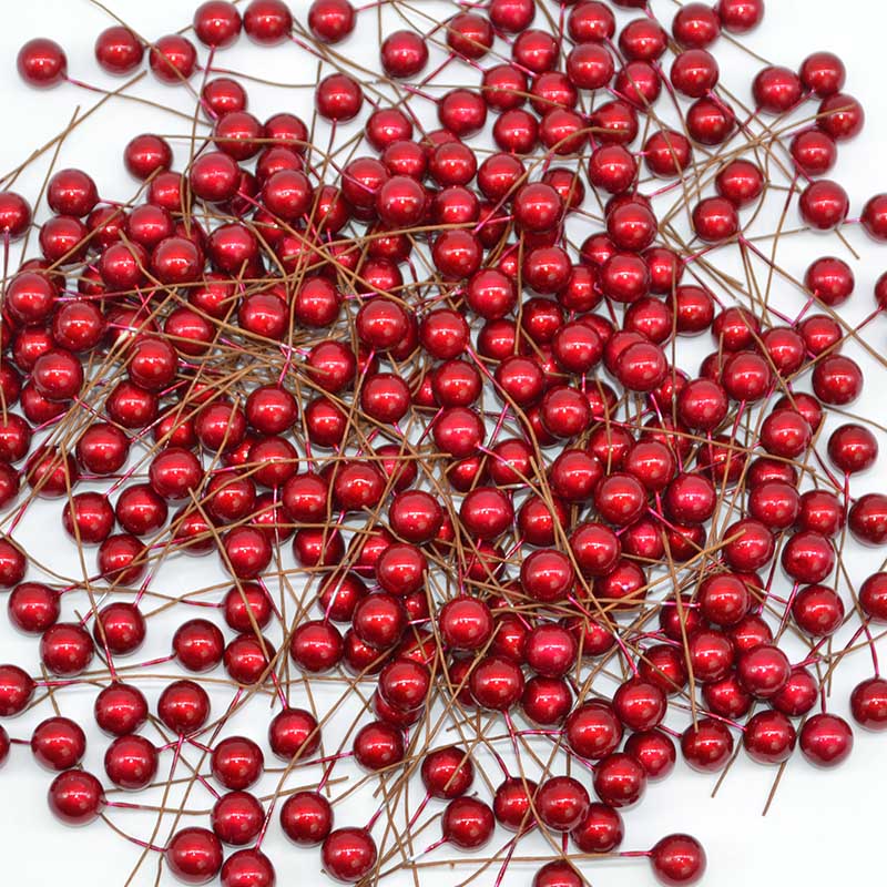 50-300Pcs Pearl Stamens Artificial Flower Small Berries Cherry For Wedding Party Gift Box Christmas DIY Wreath Home Decorations