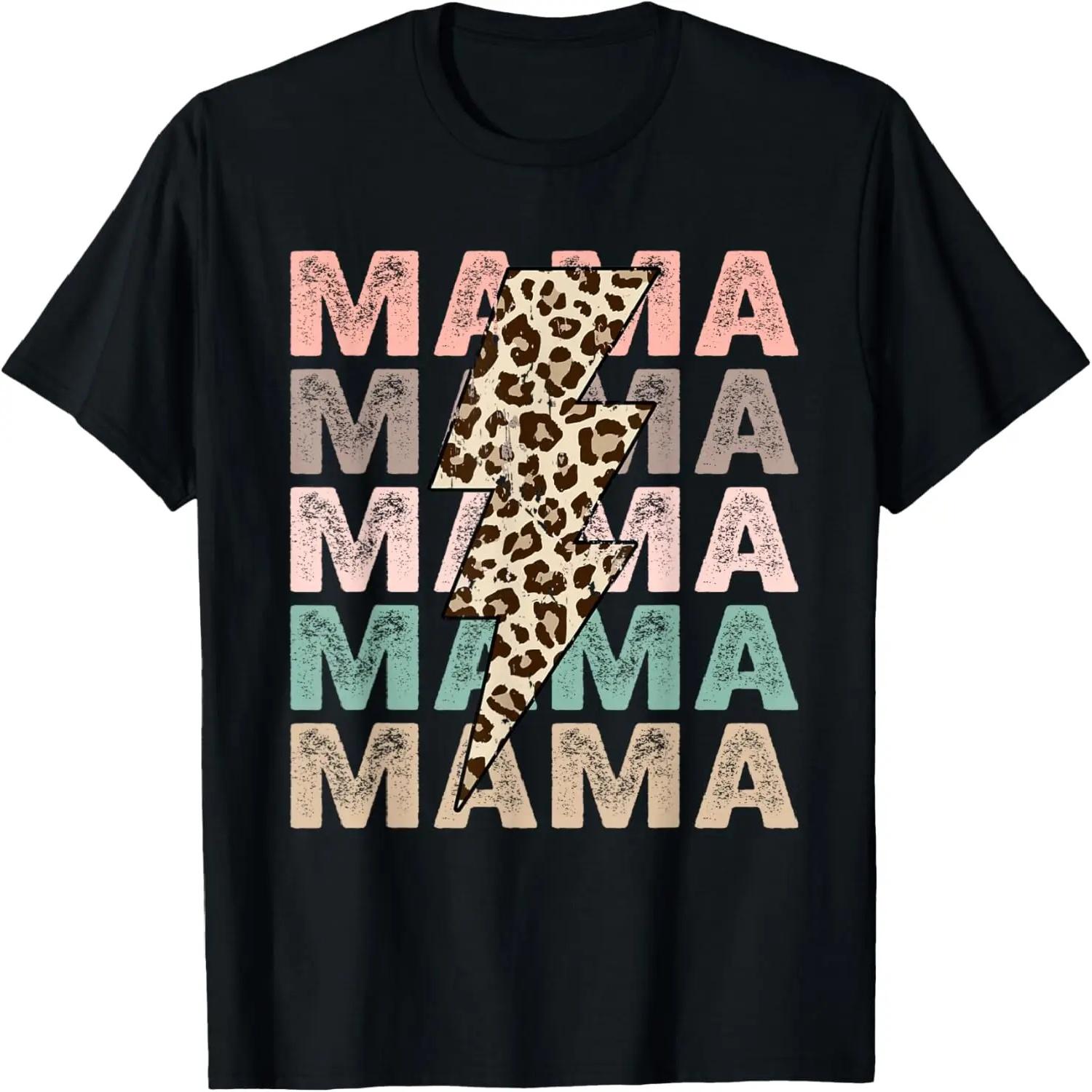 Mama Mama Mama with Leopard Lightning Bolt T-Shirt S чёрный