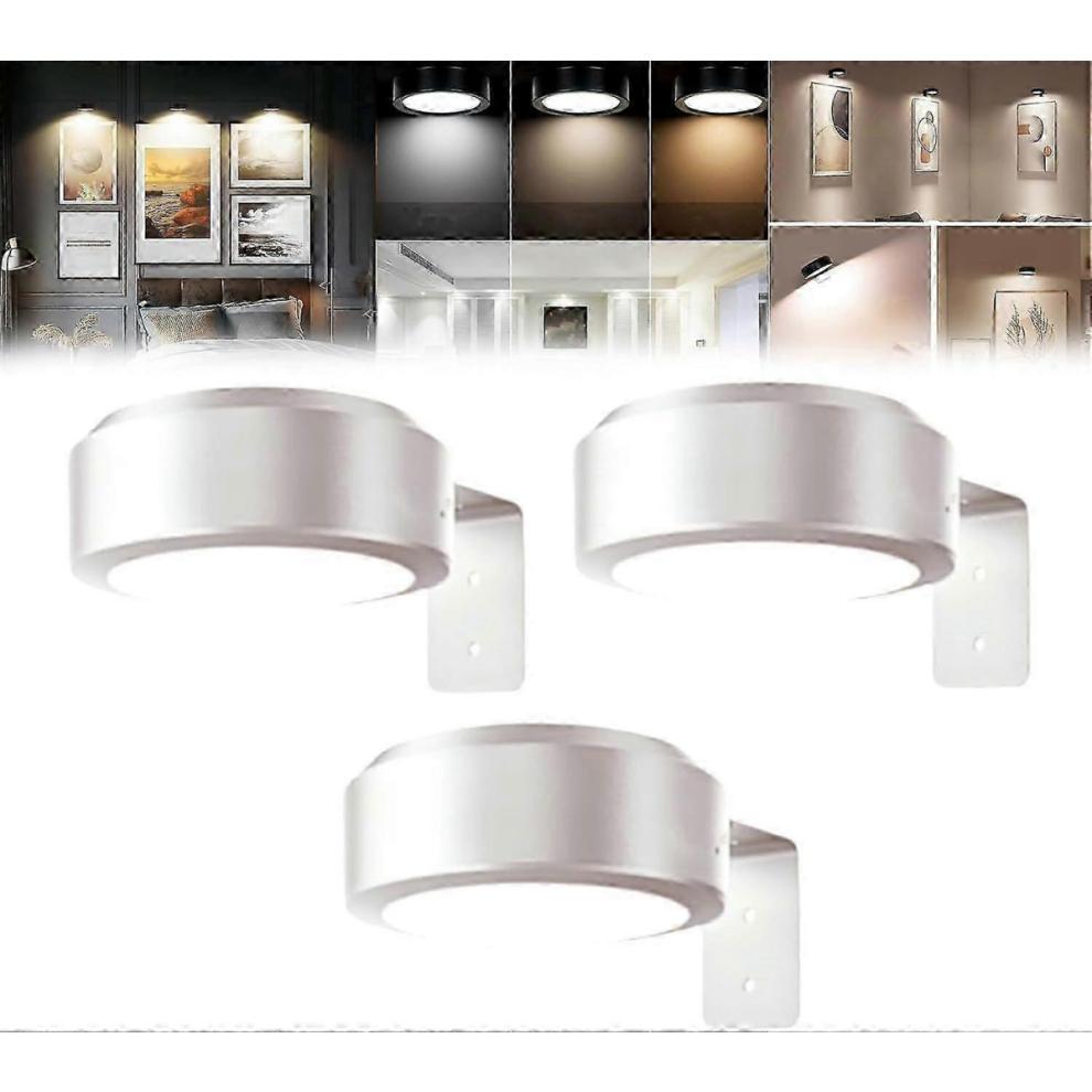 3Pcs Wireless Rechargeable Magnetic LED Picture Lights for Wall, Adjustable Color Temperature, Battery-Powered Art LightingGold