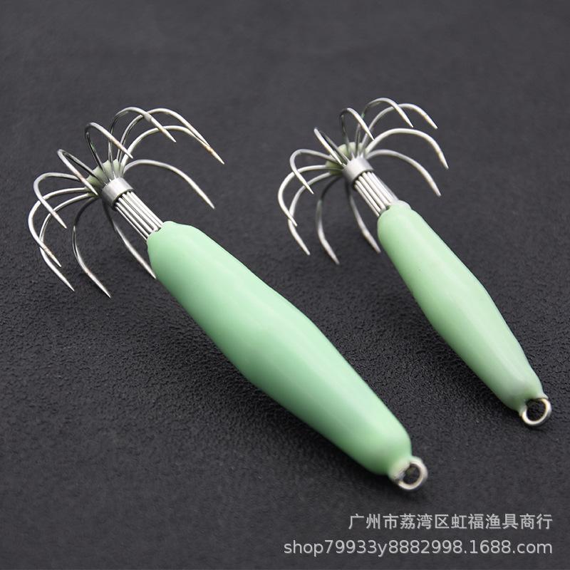 Stainless Steel Luminous Barbless Squid and Cuttlefish 12-Needle Umbrella Fishing Hooks