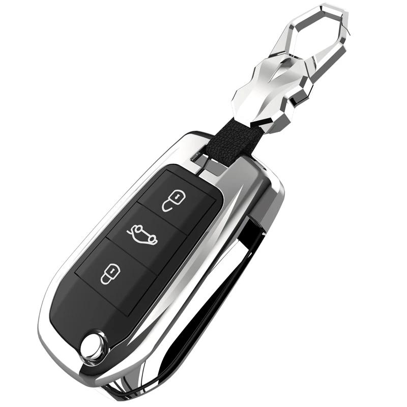 Key Case for Car New Zinc Alloy Car Flip Key Case Cover Shell For Peugeot 208 308 408 508 2008 3008 4008 5008 For Citroen C3 C4