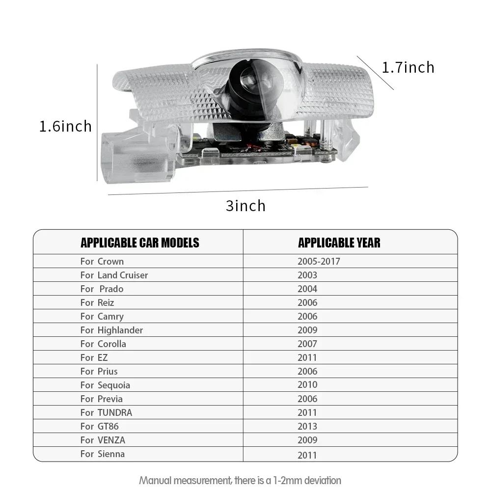Toyota 2026 New Hub Caps 2PCS Car LED Welcome Lamp with Toyota Logo Door Ghost Shadow Light Laser Projector Car Sticker