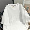 Plus Size Sequin Embroidered Mesh Two-Piece Cotton T-shirt